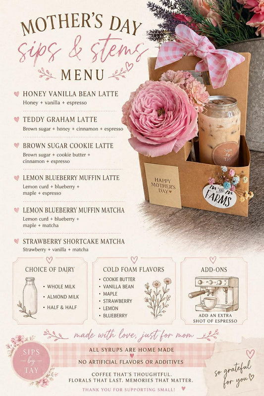 Mothers Day Coffee & Flowers with Wooden Craft
